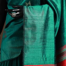 Green - handloom tussar silk zari border bhagalpuri saree
