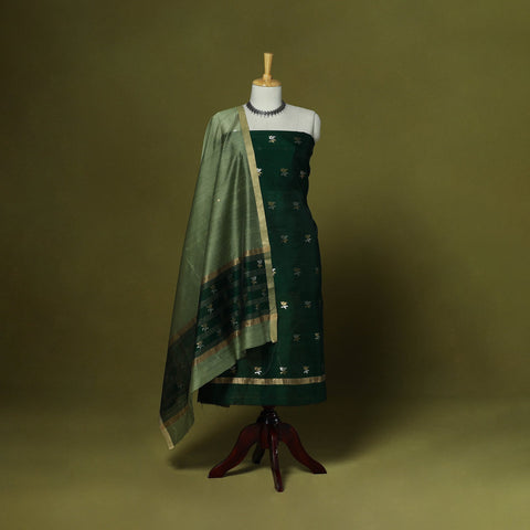 Handloom zari buti chanderi silk 2pc unstitched dress