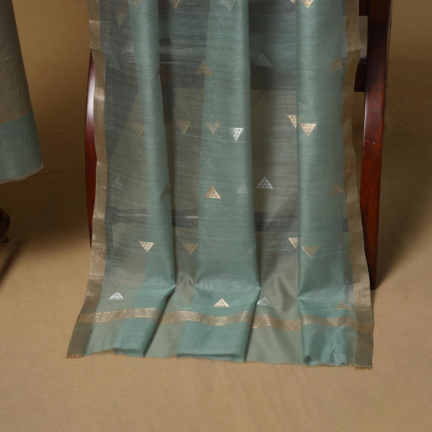 Handloom zari buti chanderi silk 2pc unstitched dress