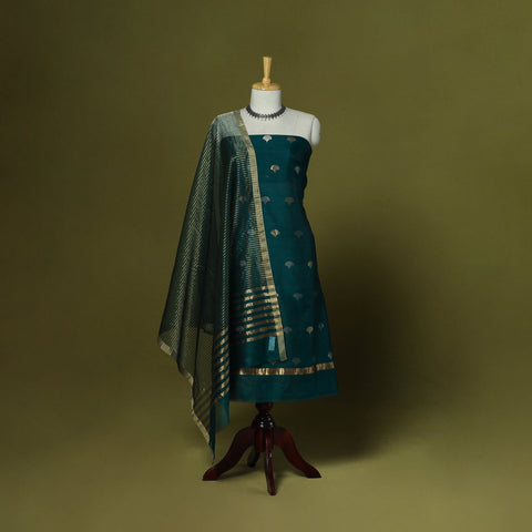 Handloom zari buti chanderi silk 2pc unstitched dress