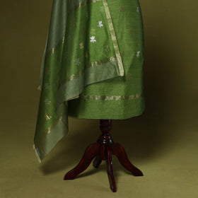 Handloom zari buti chanderi silk 2pc unstitched dress
