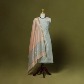 Handloom zari buti chanderi silk 2pc unstitched dress