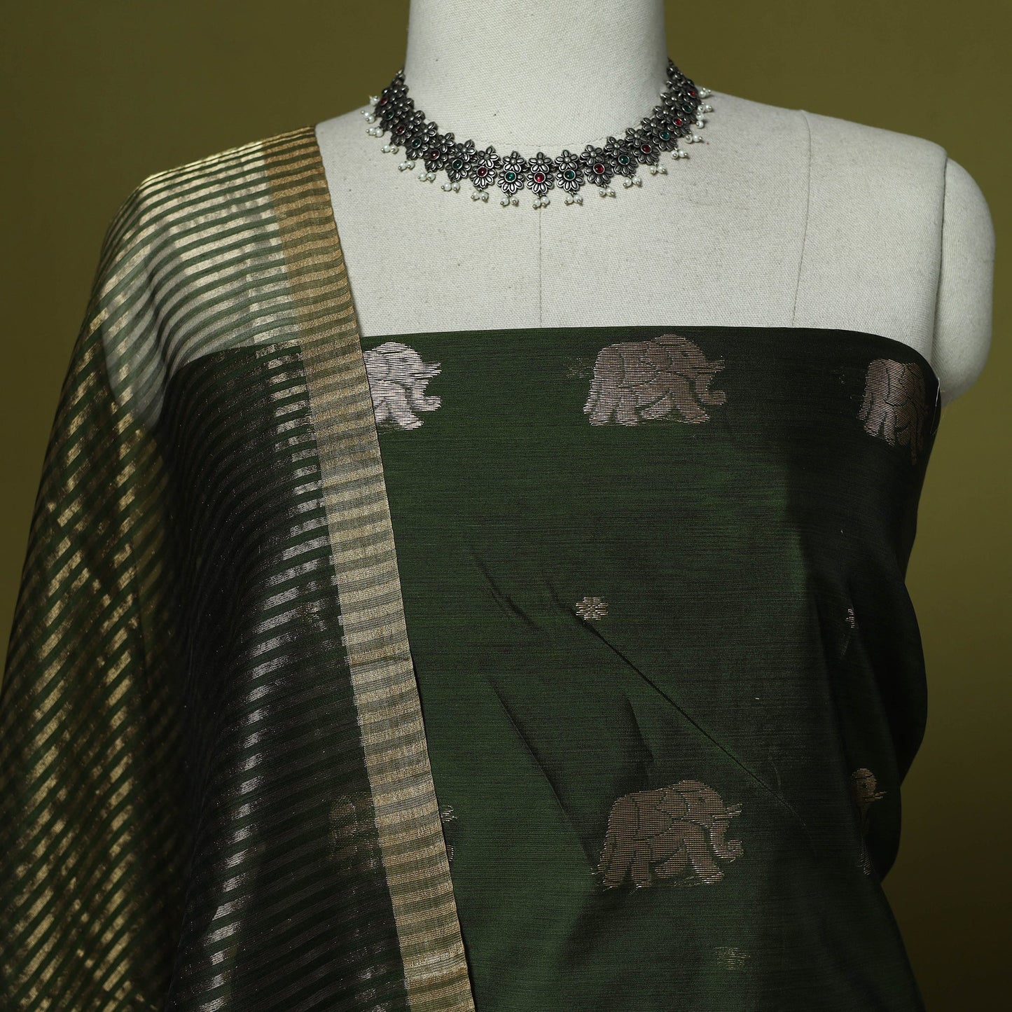 Handloom zari buti chanderi silk 2pc unstitched dress