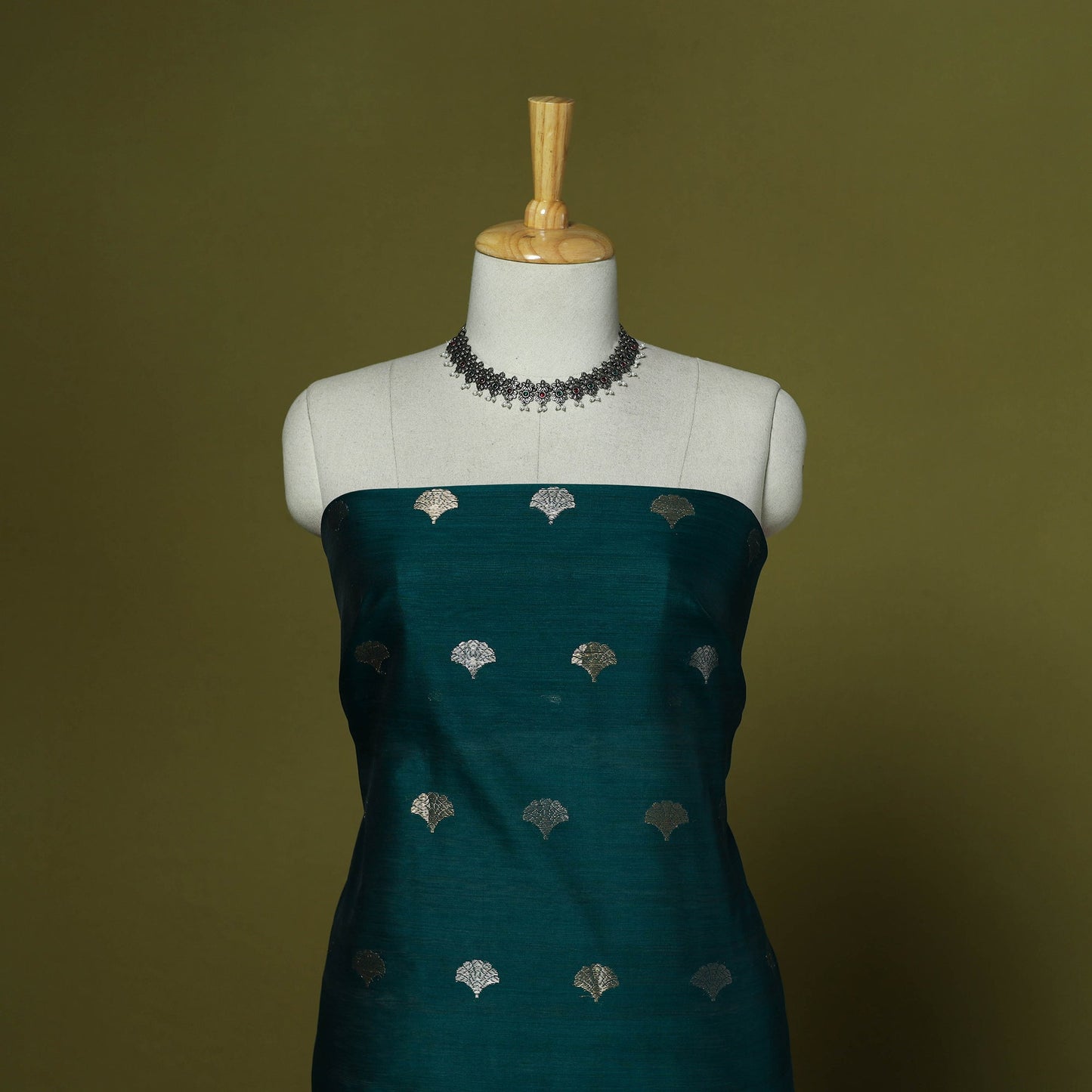 Handloom zari buti chanderi silk 2pc unstitched dress