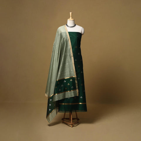 Handloom zari buti chanderi silk 2pc unstitched dress