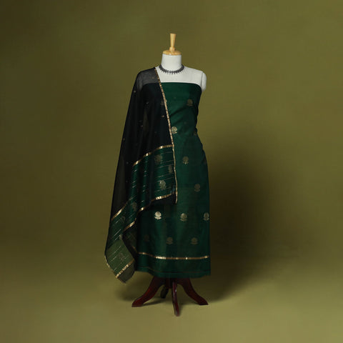 Handloom zari buti chanderi silk 2pc unstitched dress