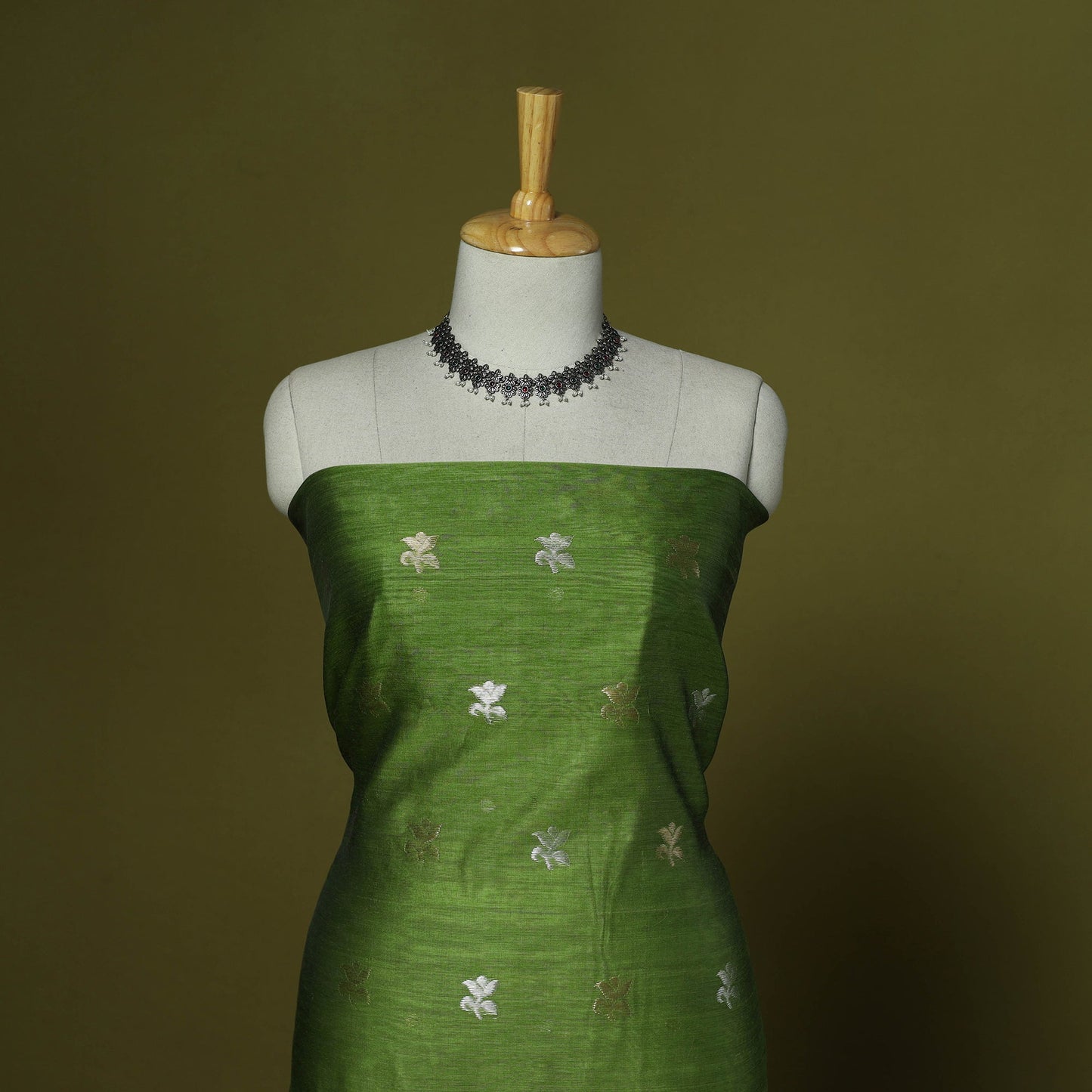 Handloom zari buti chanderi silk 2pc unstitched dress