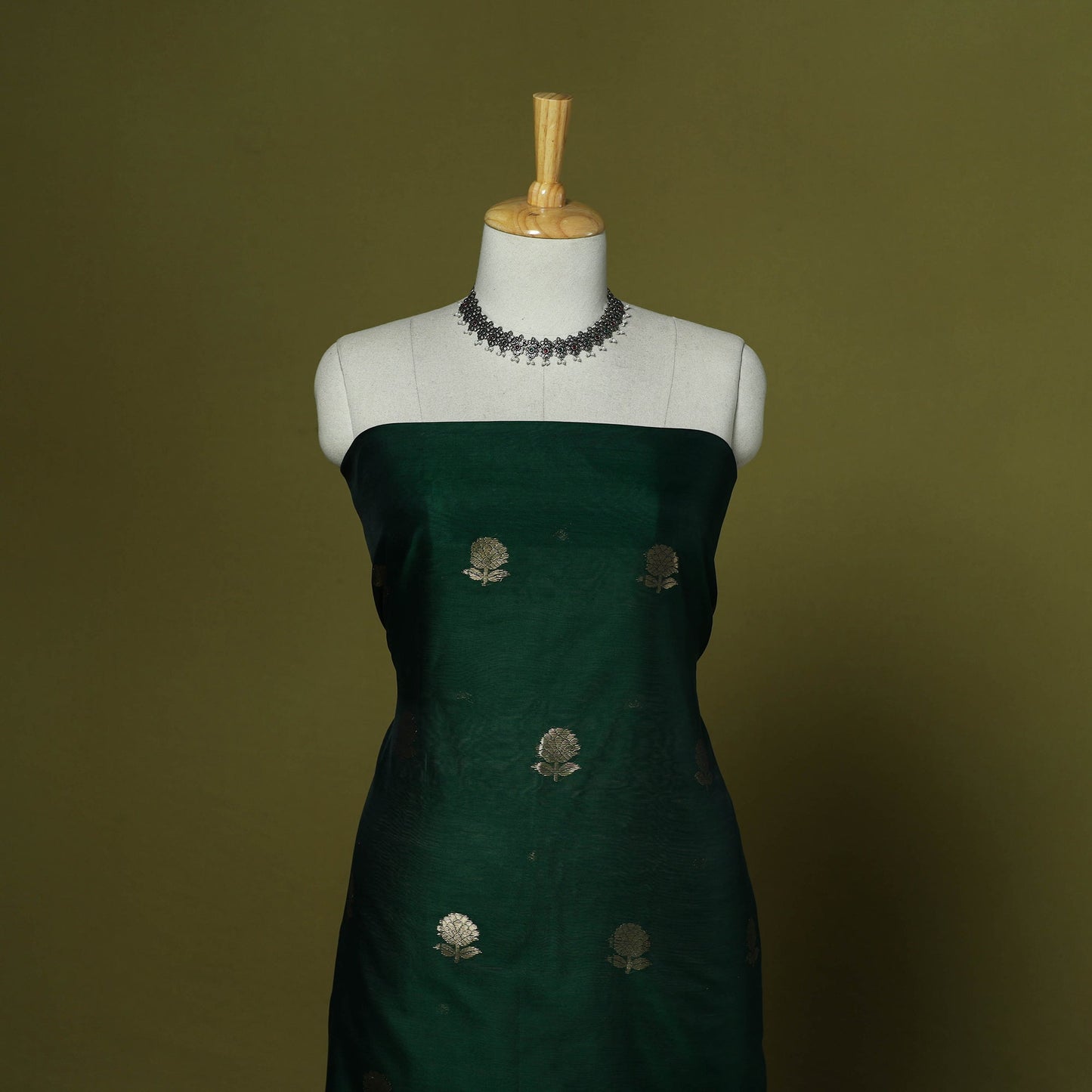 Handloom zari buti chanderi silk 2pc unstitched dress