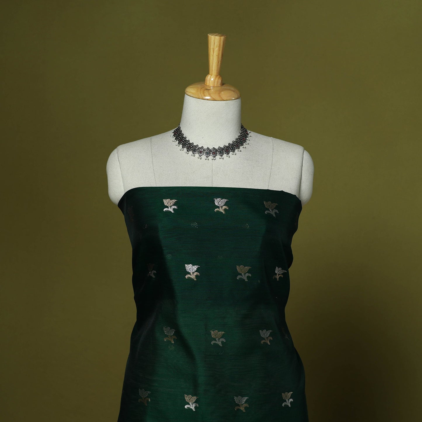 Handloom zari buti chanderi silk 2pc unstitched dress