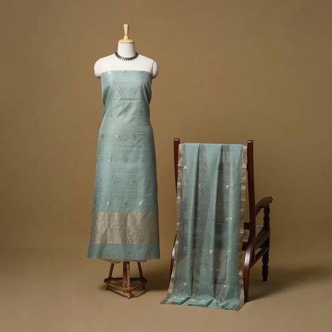 Handloom zari buti chanderi silk 2pc unstitched dress