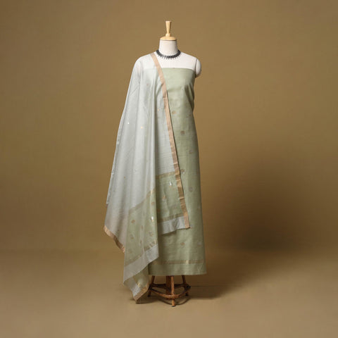 Handloom zari buti chanderi silk 2pc unstitched dress