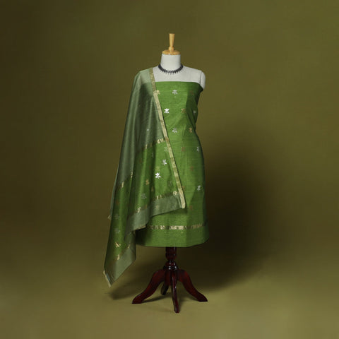 Handloom zari buti chanderi silk 2pc unstitched dress