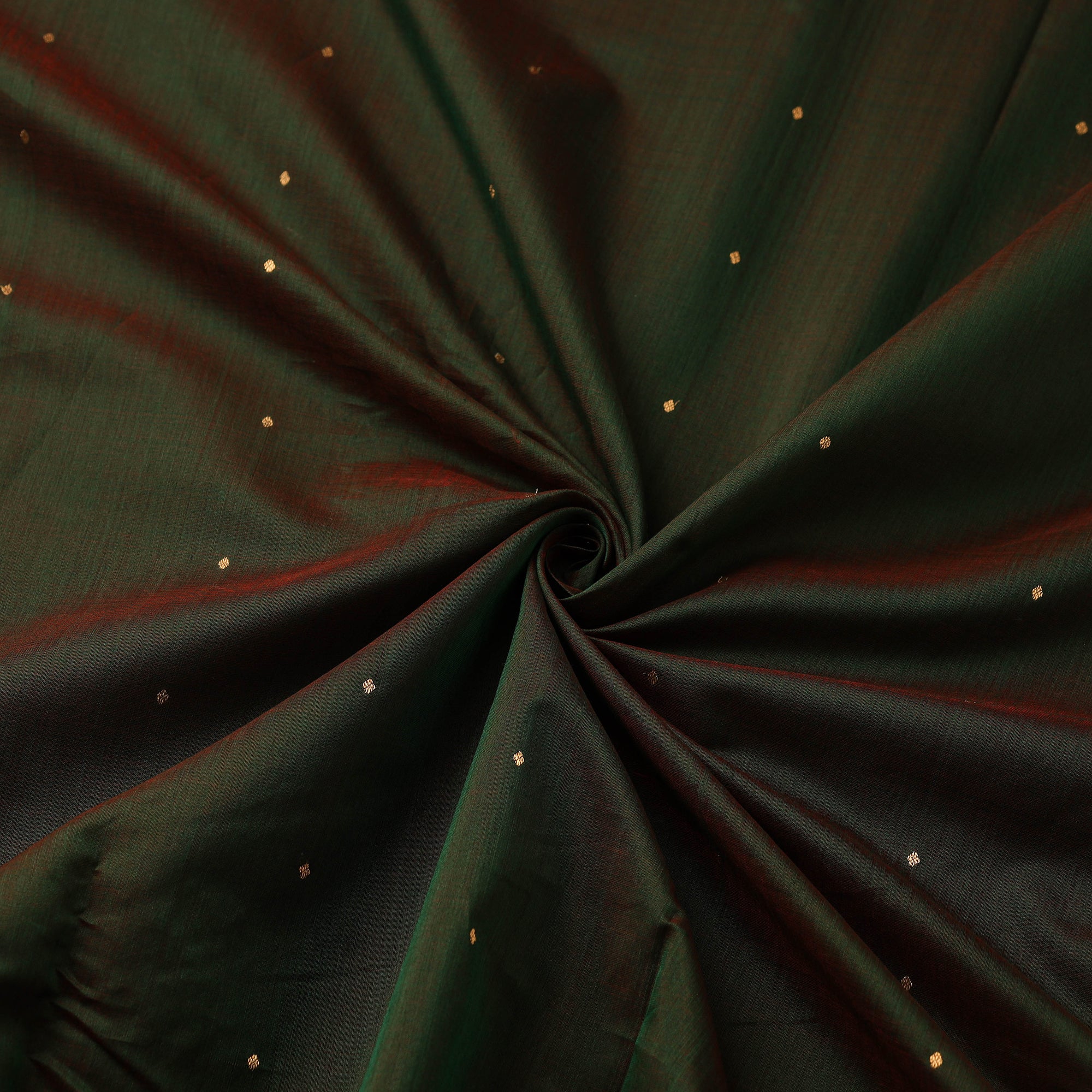 Buti Rug Mage Green Handloom Zari Buti Chanderi Silk Fabric