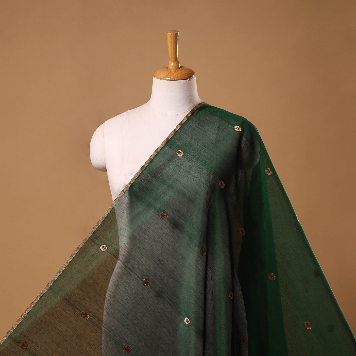 Handloom zari buti chanderi silk fabric 34 - handcrafted