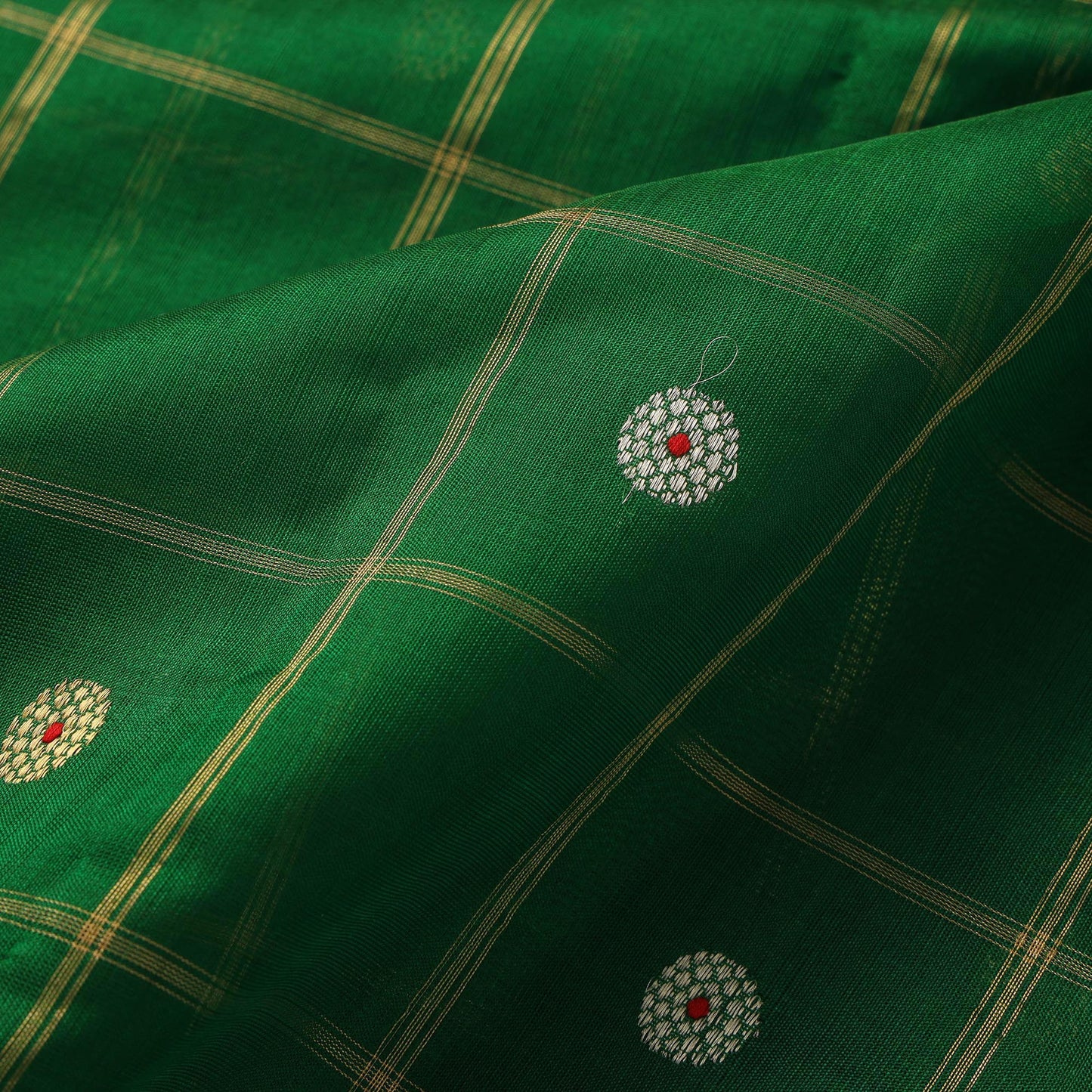 Handloom zari buti pure chanderi silk fabric 07
