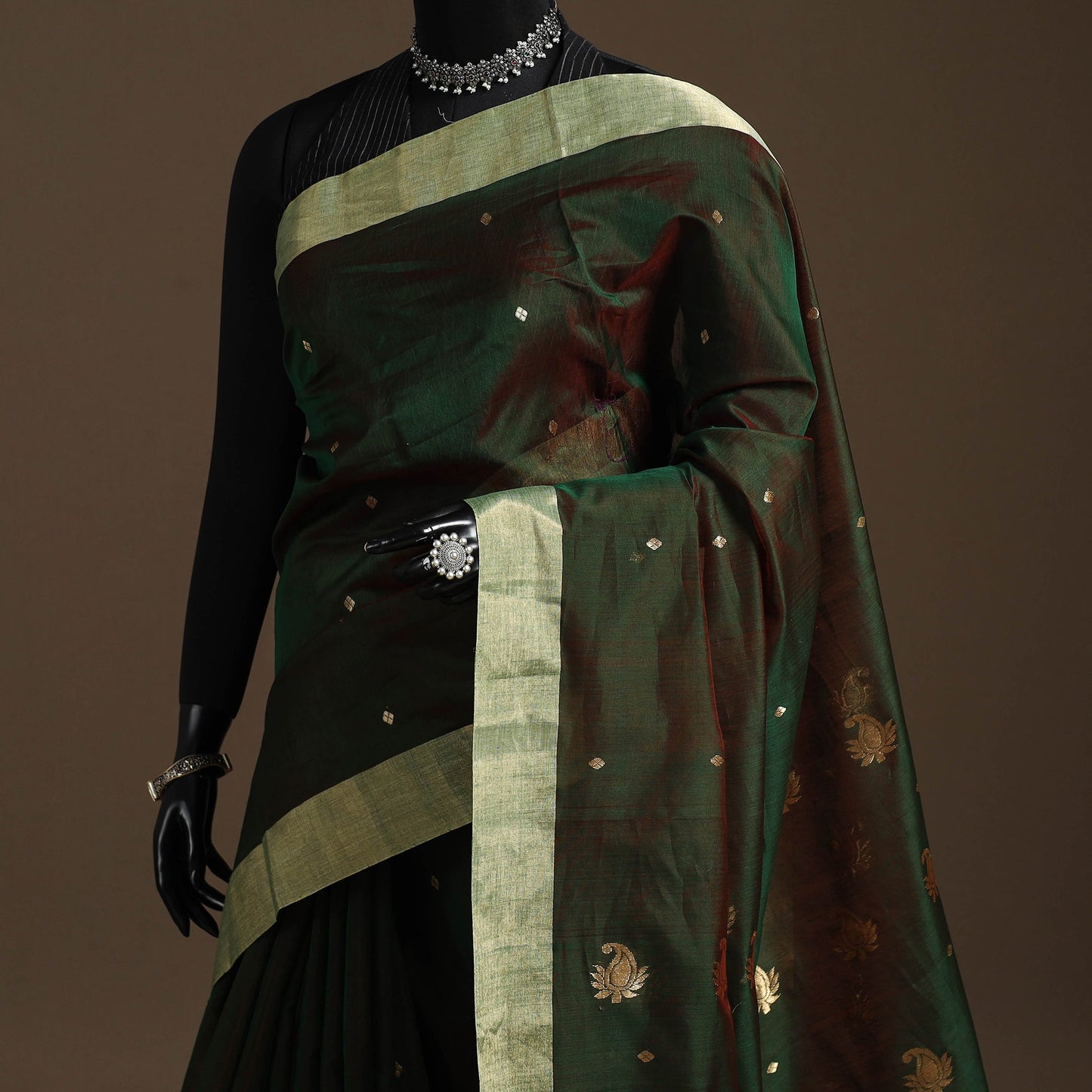 Handloom zari work chanderi silk saree 04 - handcrafted