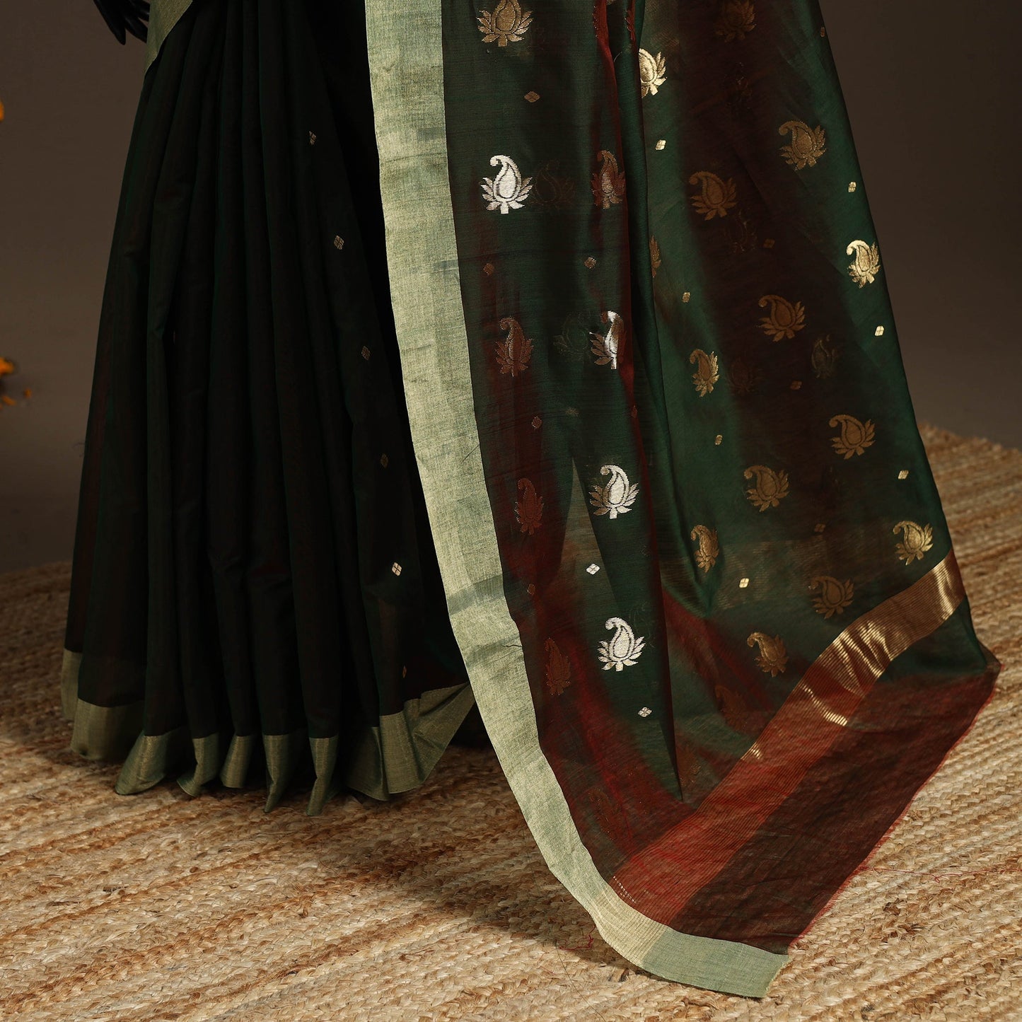 Handloom zari work chanderi silk saree 04 - handcrafted