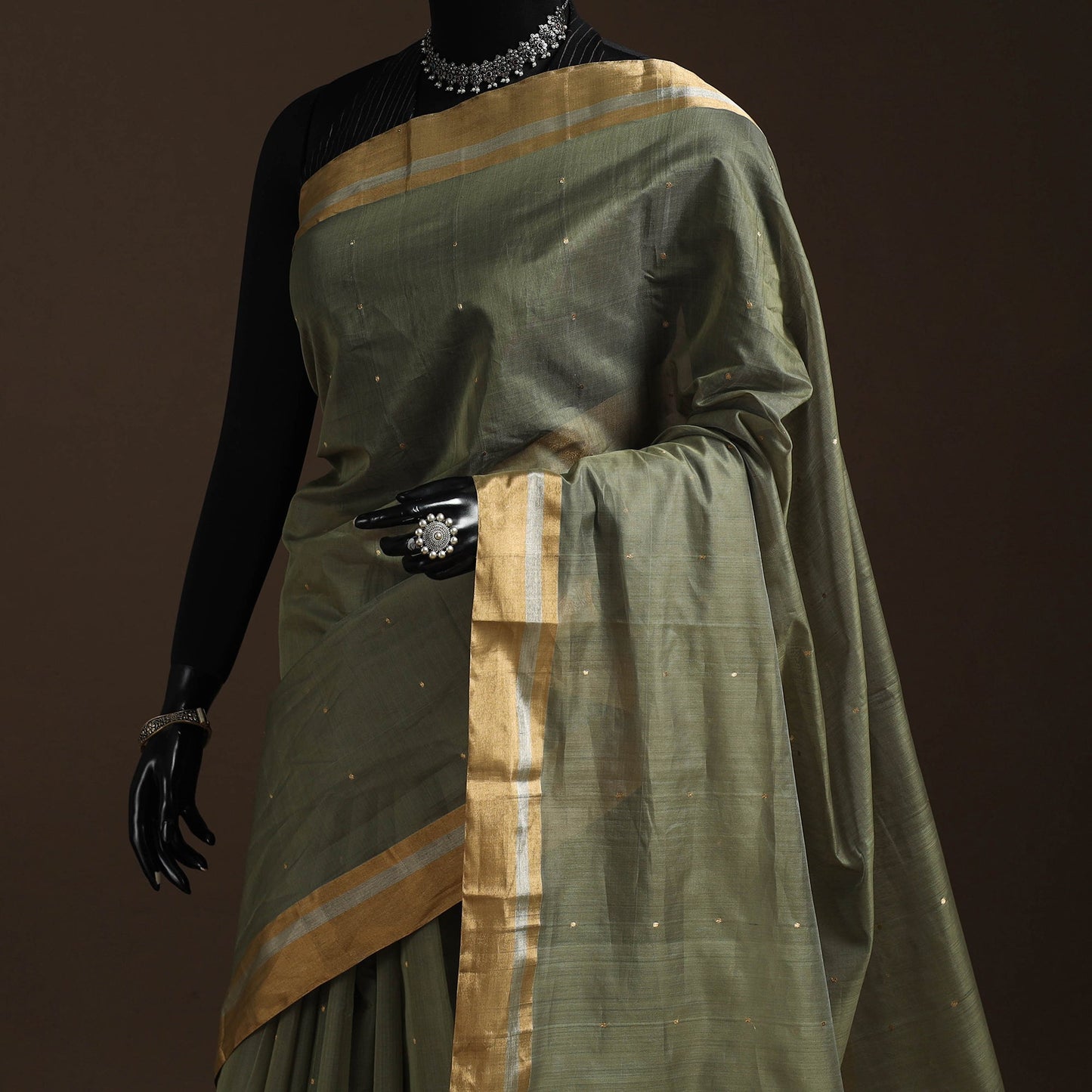 Handloom zari work chanderi silk saree 05 - handcrafted