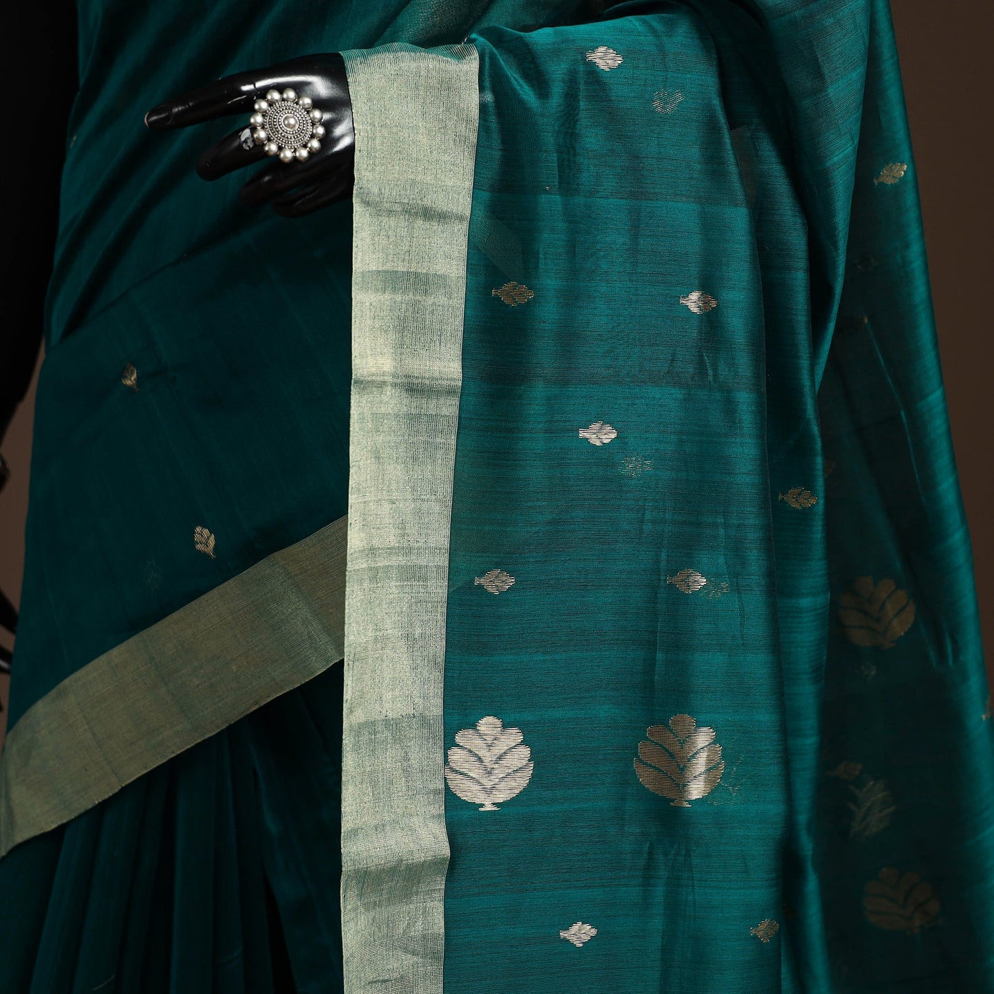 Handloom zari work chanderi silk saree 07 - handcrafted