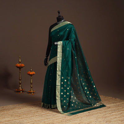 Handloom zari work chanderi silk saree 12 - handcrafted