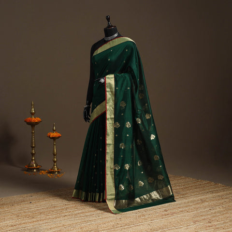 Handloom zari work chanderi silk saree 15 - handcrafted