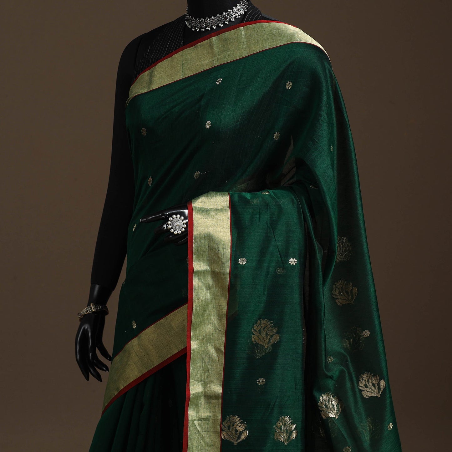 Handloom zari work chanderi silk saree 15 - handcrafted
