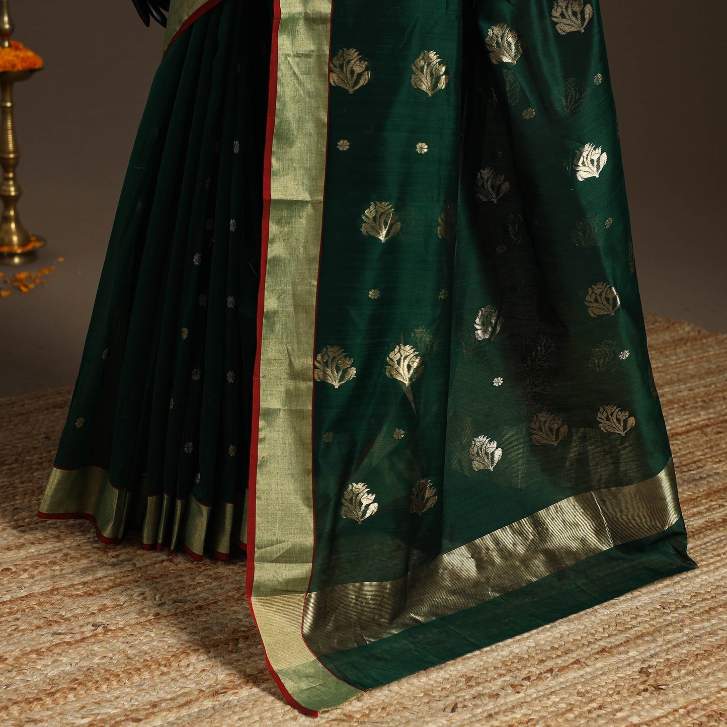 Handloom zari work chanderi silk saree 15 - handcrafted