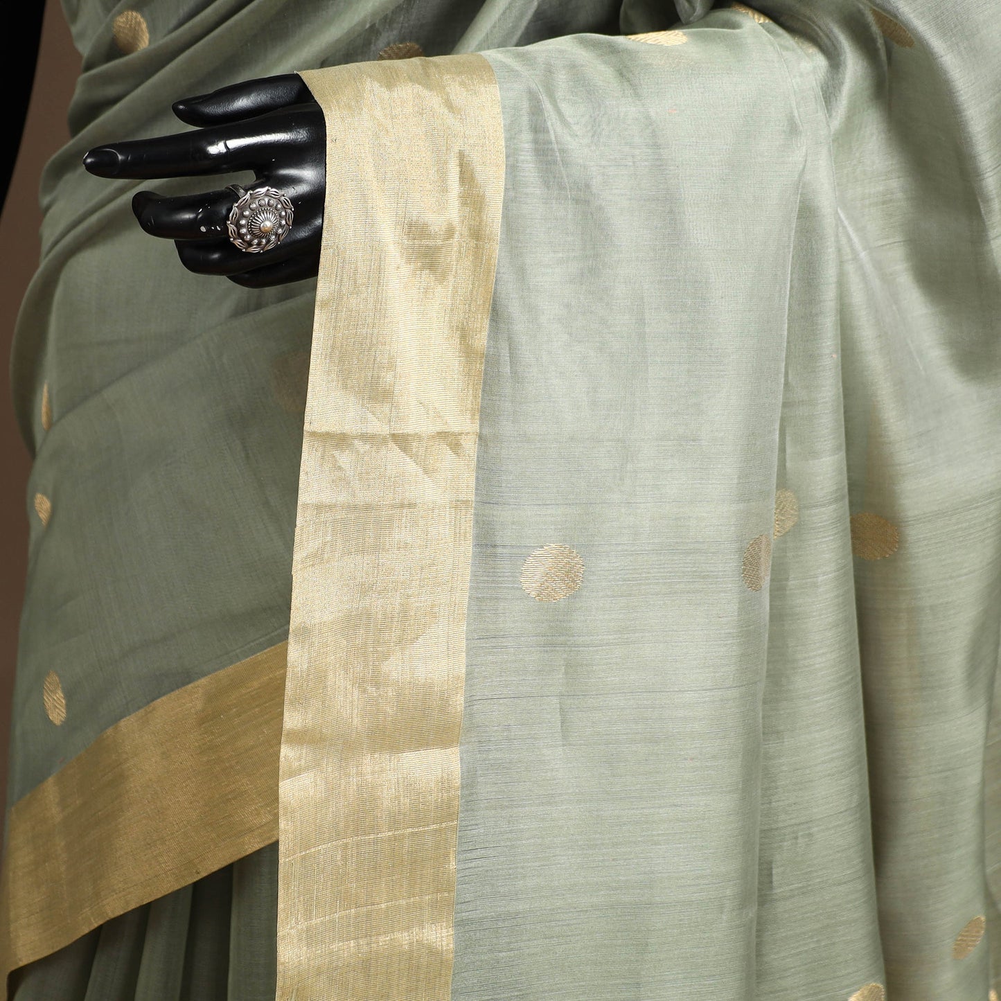 Green - handloom zari work chanderi silk saree 15