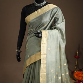 Green - handloom zari work chanderi silk saree 15