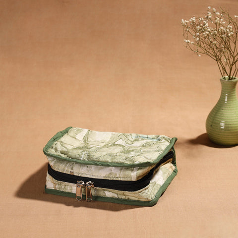 Green Handmade 4 Pockets Cotton Jewellery Bag
