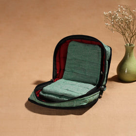 Green Handmade 4 Pockets Cotton Jewellery Bag