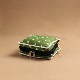 Green Handmade 4 Pocket Jewellery Pouch Online in India