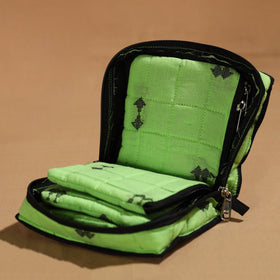 Green Handmade 4 Pockets Cotton Jewelry Bag 05 