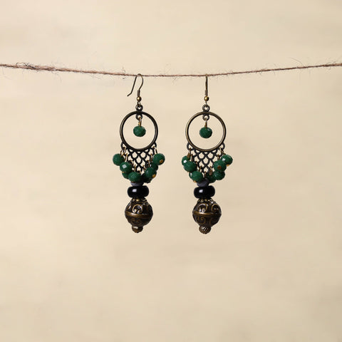 Green - handmade beaded earrings 93 - handcrafted