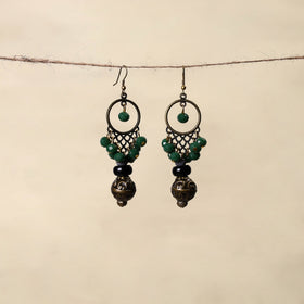Green - handmade beaded earrings 93 - handcrafted