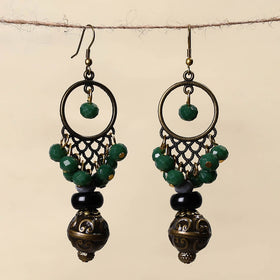 Green - handmade beaded earrings 93 - handcrafted