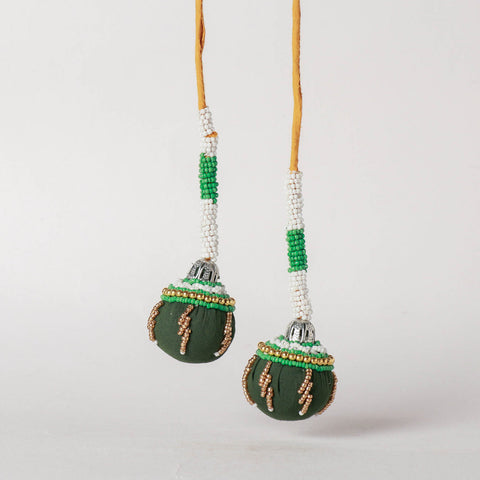  Green Handmade Beadwork Latkan Tassels for Clothing