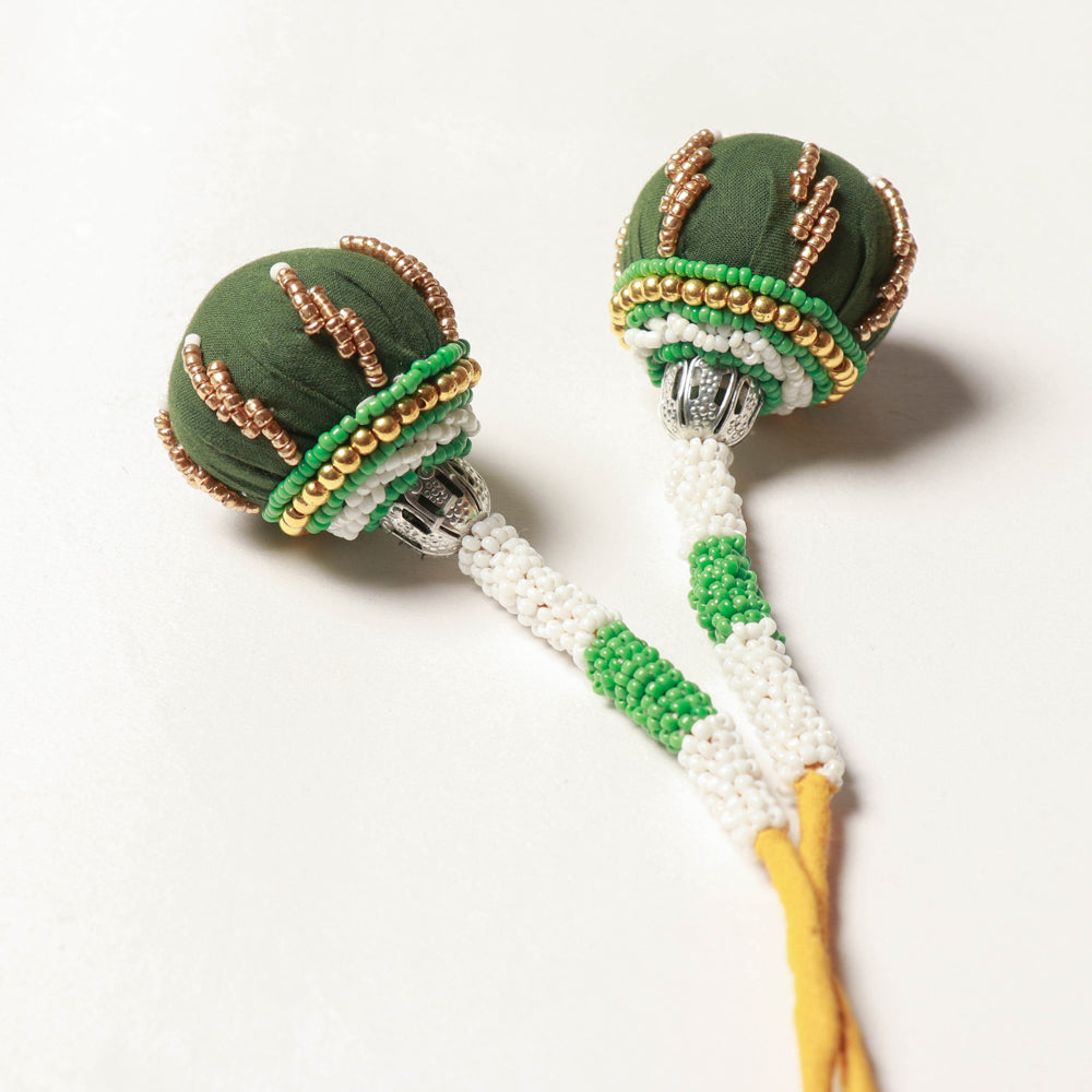  Green Handmade Beadwork Latkan Tassels for Clothing