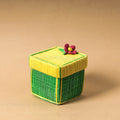Green Handmade Coir Jewelry Box - Flower 