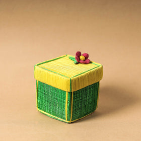 Green Handmade Coir Jewelry Box - Flower 