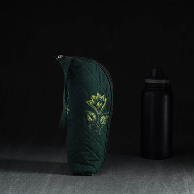 Green  Handmade Cotton 1L Water Bottle Cover