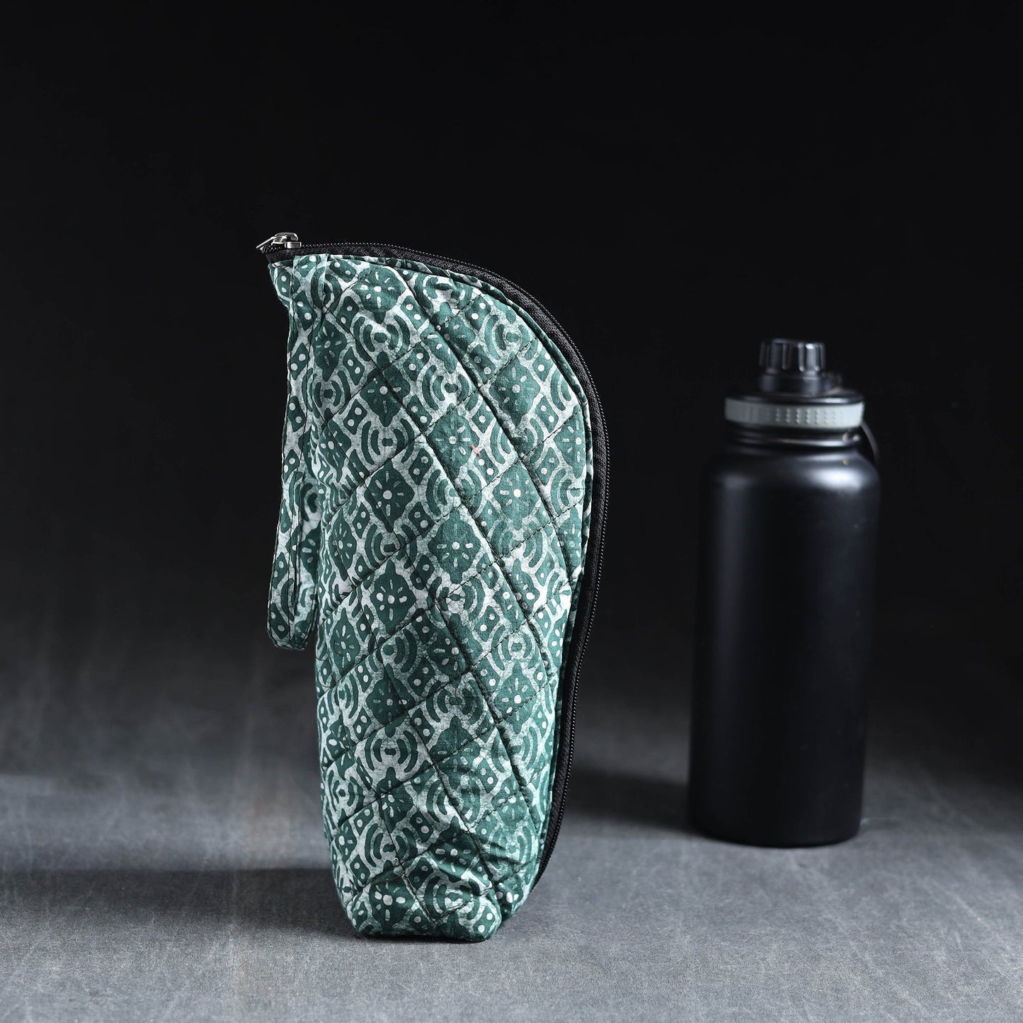 Green Handmade Cotton 1L Water Bottle Cover