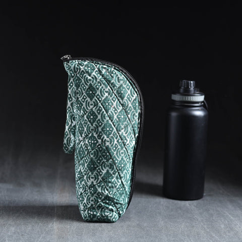 Green Handmade Cotton 1L Water Bottle Cover