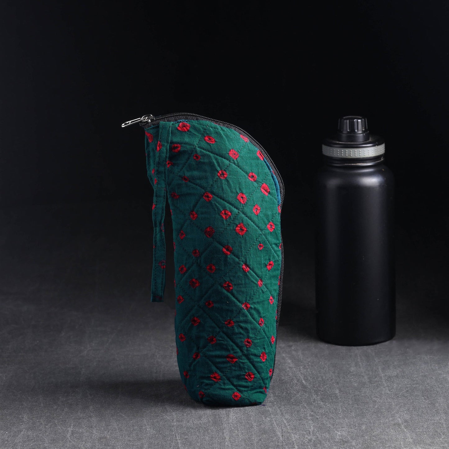 Green Handmade Cotton 1L Water Bottle Cover