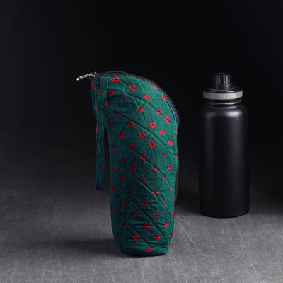 Green Handmade Cotton 1L Water Bottle Cover