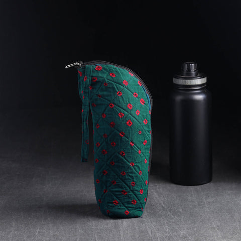 Green Handmade Cotton 1L Water Bottle Cover