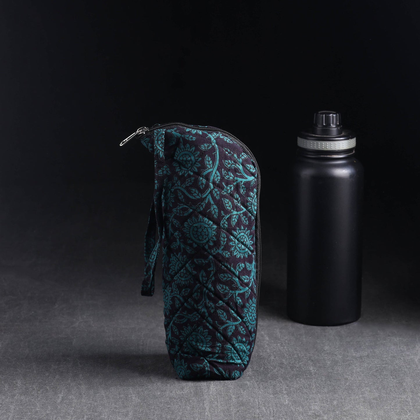 Green Handmade Cotton 1L Water Bottle Cover