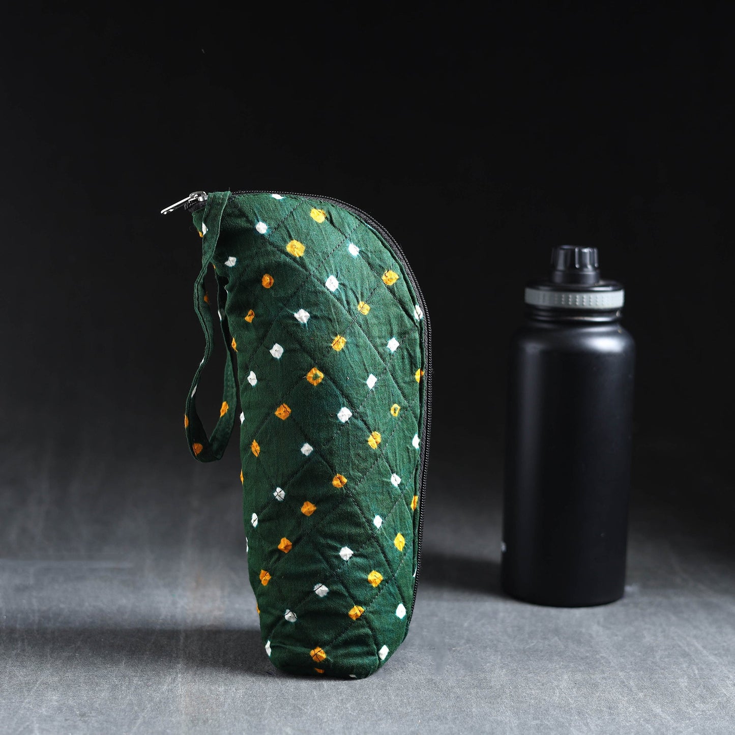 Green Handmade Cotton 1L Water Bottle Cover