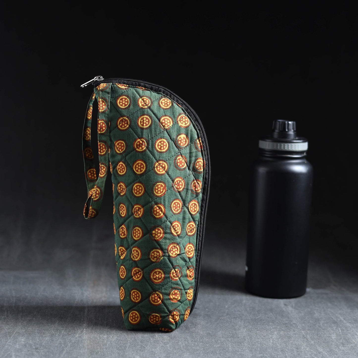 Green Handmade Cotton 1L Water Bottle Cover