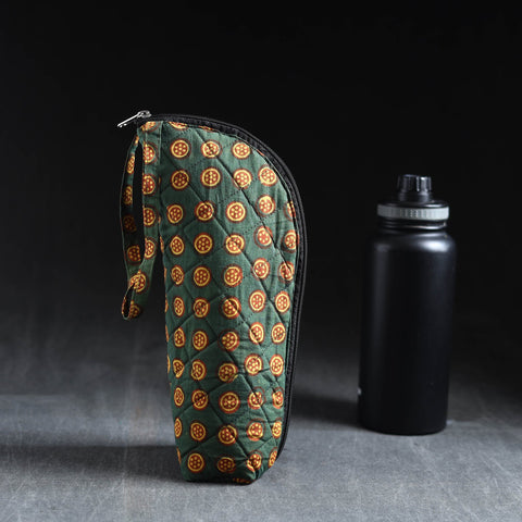 Green Handmade Cotton 1L Water Bottle Cover